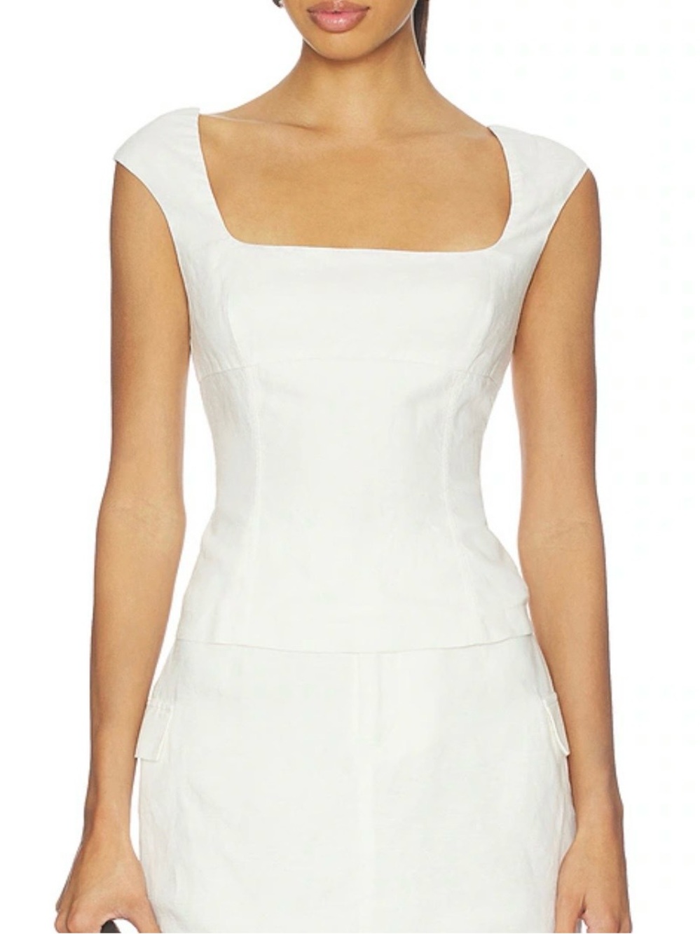 NWT Onia Linen Peplum Top in White
